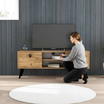 Braun obývací pokoj TV stojan skříň RTV Moderní design obdélníkový tvar.