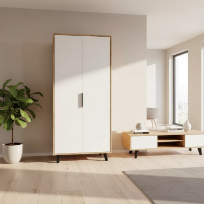 Ložnice Šatník Moderní Design Bílý Hnědý Dvoubarevný Luxus
