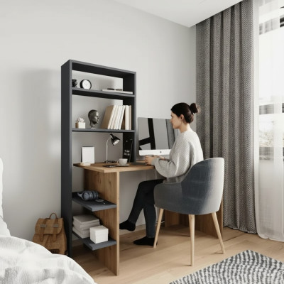 Schlafzimmer Jugendzimmer Schreibtisch Computertisch Modern Design Braun Grau