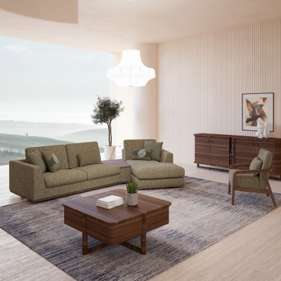 Wohnzimmer Set 2tlg Komplett Ecksofa L-Form Relax Möbel Sessel Modern Textil