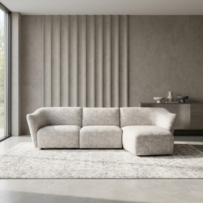 Ecková souprava bílých sedaček L-tvaru designérského moderního obývacího pokoje Nová.