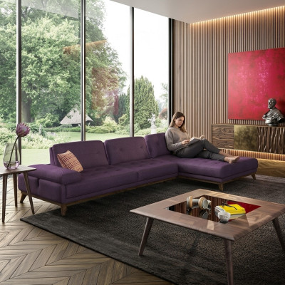 Lila Ecksofa L-Form Wohnzimmer Luxus Couchtisch Einrichtung Neu Garnitur Möbel
