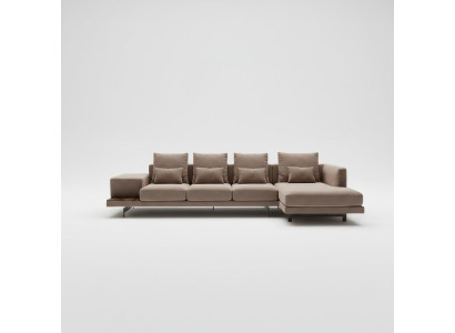 Wohnzimmer Set 3tlg Eck Garnitur Sofa Couch L-Form Holz Couchtisch