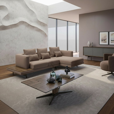 Wohnzimmer Set Sofagarnitur Sofa Couch L-Form Sessel olz Couchtisch