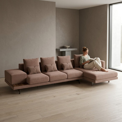 Luxus Beige Ecksofa L-Form Polstermöbel Wohnzimmer Designer Einrichtung