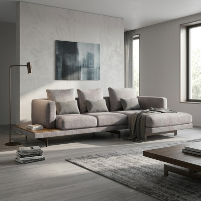 Wohnzimmer Garnitur Ecksofa L-Form Grau Sofa Couch Designer Polstermöbel