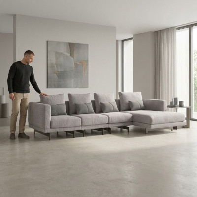 Ecksofa L-Form Relax Wohnzimmer Grau Eck Garnitur Polstersofa Möbel