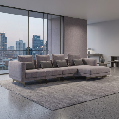 Ecksofa L-Form Relax Wohnzimmer Grau Eck Garnitur Polstersofa Möbel