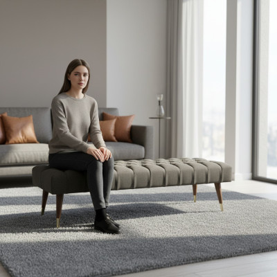 Sitzmöbel Grau Sitzbank Einrichtung Schlafzimmer Polsterbank Neu Möbel