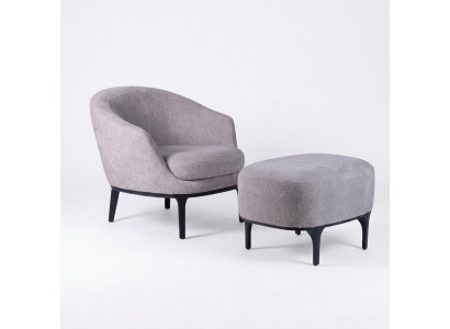 Wohnzimmer Set 2tlg Sessel mit Hocker Designer Modern Polstermöbel