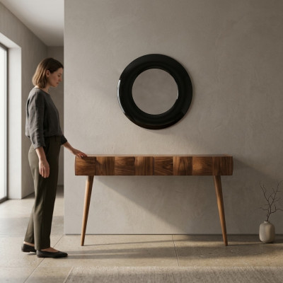Konsole Kommode Modern Holz Konsolentisch mit Spiegel Luxus Wohnzimmer