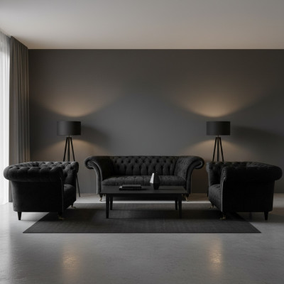 Wohnzimmer Sofa Set Chesterfield Einrichtung Luxus Komplett 2x Sessel