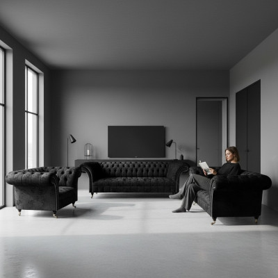 Chesterfield Sofagarnitur 3tlg Komplett Wohnzimmer Sofas Couch Neu Set