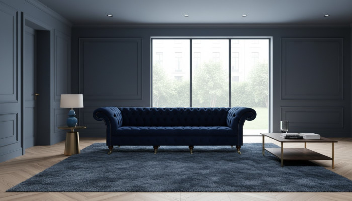 Viersitzer Sofa Couch Wohnzimmer Chesterfield Polstermöbel Design Einrichtung