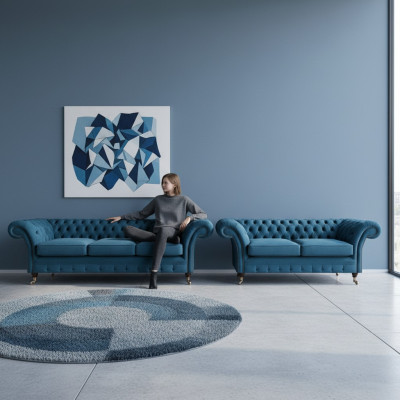 Sofa Chesterfield textilní sofa sedací souprava gauč čalouněný křeslo obývací pokoj