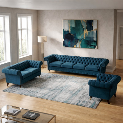 Designer Sofas Set Chesterfield Wohnzimmer Sofagarnitur Couch Polstermöbel 4+2+1