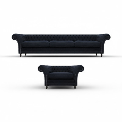 Sofa designová sada trojsedák souprava sedací nábytek nové Chesterfield.