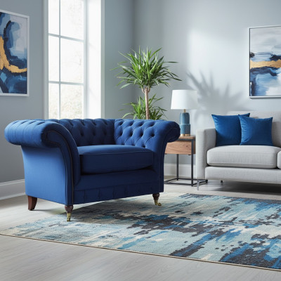 Blau Sessel Modern Chesterfield Sitzmöbel Luxus Wohnzimmer Einrichtung