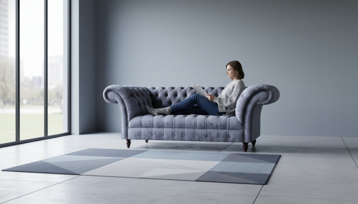 Chesterfield Moderne Wohnzimmer Textilcouch Designer Stoffsofas Möbel