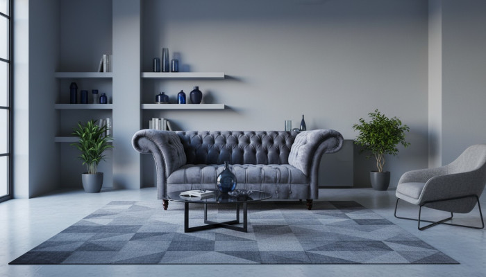 Chesterfield Moderne Wohnzimmer Textilcouch Designer Stoffsofas Möbel