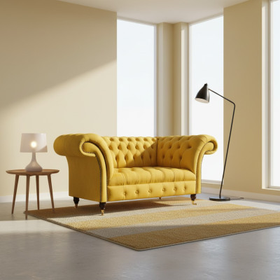 Chesterfield Gelbe Couch Wohnzimmer Polstersofas Designer Zweisitzer