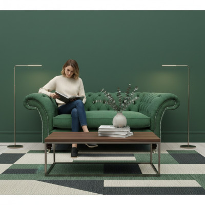 Eleganter Chesterfield Grüner Sessel Wohnzimmer Textil Edler Einsitzer