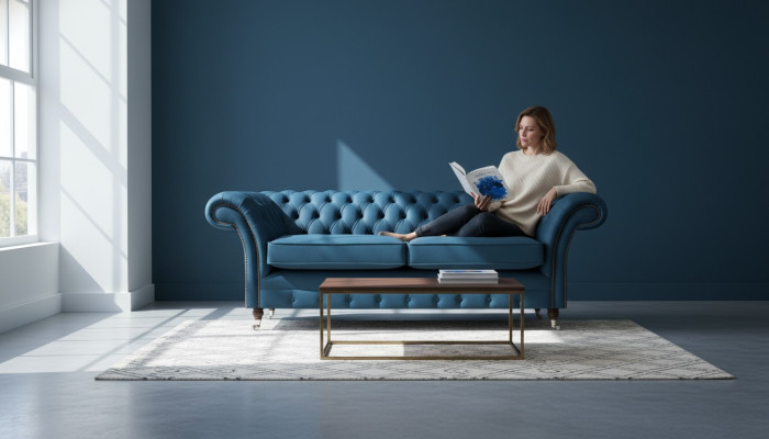 Blaue Wohnzimmer Chesterfield Sitzmöbel Luxus Couchen Designer 2-Sitzer