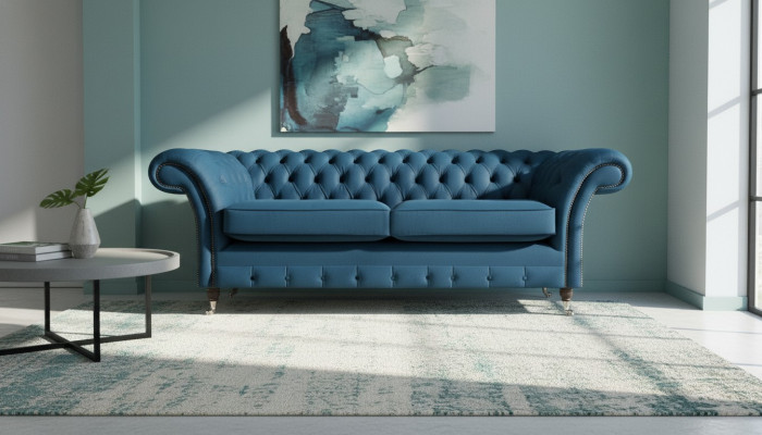 Blaue Wohnzimmer Chesterfield Sitzmöbel Luxus Couchen Designer 2-Sitzer