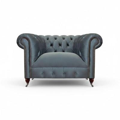 Chesterfield šedé látkové křeslo obývací pokoj textilní jedno-sedačkové elegantní křeslo