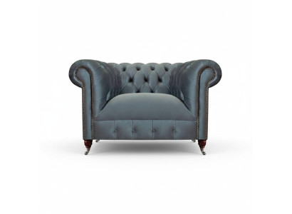 Chesterfield šedé látkové křeslo obývací pokoj textilní jedno-sedačkové elegantní křeslo