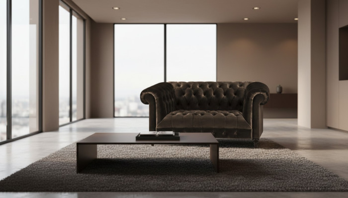 Chesterfield Exklusive Braune Couch Moderner Zweisitzer Polster Möbel