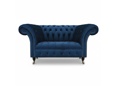 Blauer Chesterfield Zweisitzer Wohnzimmer Polster Sitzmöbel Luxus Couch