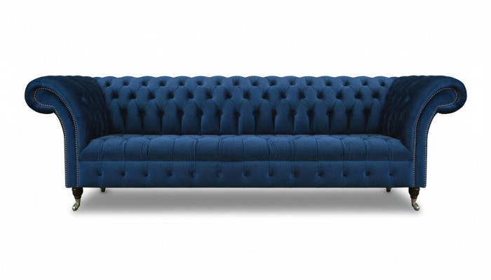 Blaue Chesterfield Polstermöbel Designer Textilcouch Modernes Stoffsofa