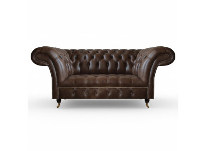 Brauner Chesterfield Leder Zweisitzer Moderne Wohnzimmer Designer Möbel