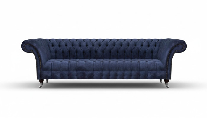 Blaue Chesterfield Sitzmöbel Wohnzimmer Viersitzer Couch Polstersofas