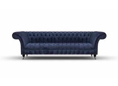 Blaue Chesterfield Sitzmöbel Wohnzimmer Viersitzer Couch Polstersofas