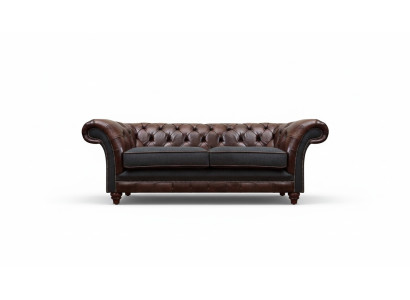Braun-Grauer Chesterfield Edler Zweisitzer Wohnzimmer Polstercouchen