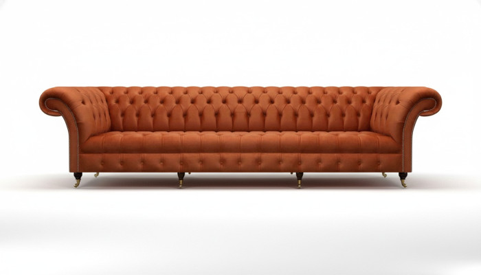 Chesterfield hnědá pohovka designový sedačka obývací pokoj čalouněný nábytek