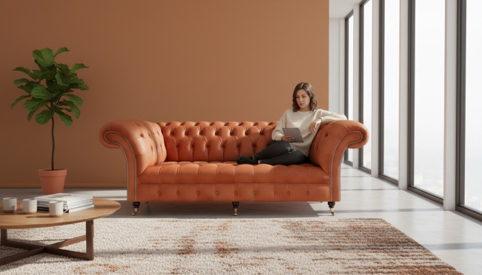 Braune Chesterfield Sitzcouch Modernes 3-Sitzer Sofa Luxus Sitzmöbel