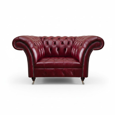 Chesterfield červené křeslo do obývacího pokoje, designové kožené křeslo pro jednoho.