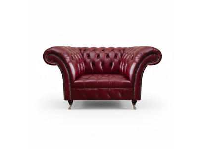 Chesterfield červené křeslo do obývacího pokoje, designové kožené křeslo pro jednoho.