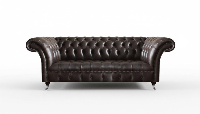 Chesterfield kožený nábytek luxusní trojmístná pohovka obývací pokoj, noblesní gauče.