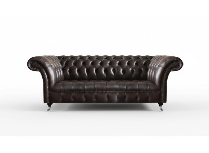 Chesterfield kožený nábytek luxusní trojmístná pohovka obývací pokoj, noblesní gauče.