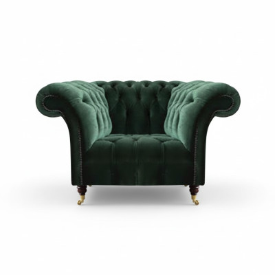 Chesterfield Grüner Sessel Textilsessel Stoffsitzer Wohnzimmer Möbel