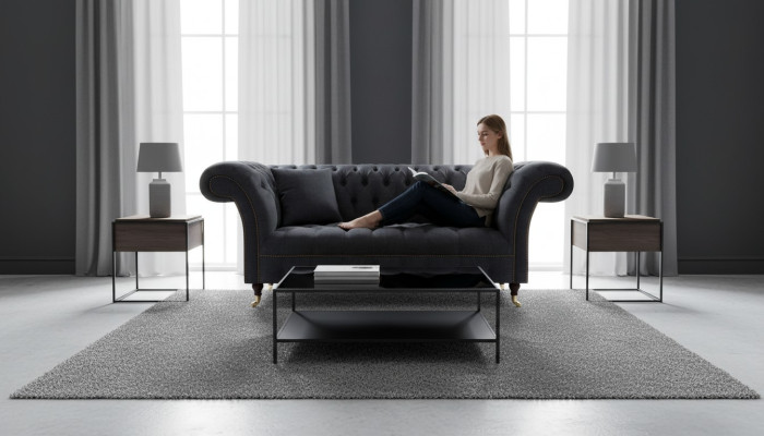 Chesterfield Schwarze Sitzcouch Designer Polstersofas Moderne Couchen