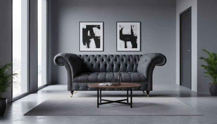 Chesterfield Schwarze Sitzcouch Designer Polstersofas Moderne Couchen