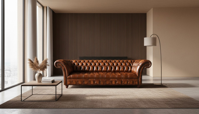 Chesterfield Ledersofa Braune Kunstleder Couch Designer Edle Sitzmöbel