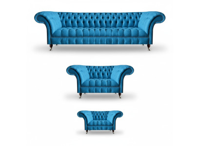 Himmelblaue Chesterfield sestava Luxusní sedací souprava Designové pohovky