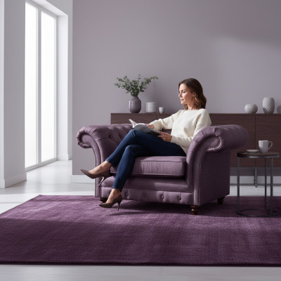 Chesterfield Lila Křeslo Obývací Pokoj Látkový Jednomístný Elegantní 1-Sedačka