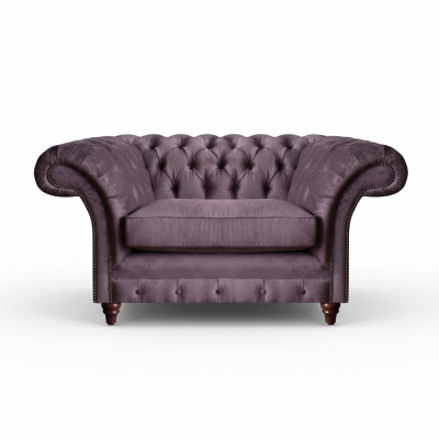 Chesterfield Lila Křeslo Obývací Pokoj Látkový Jednomístný Elegantní 1-Sedačka